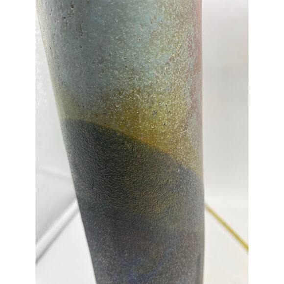 Ann Wallin 12”
Tall Cylindrical Raku Pottery Wall Pocket Vase Signed 12x3 - Picture 9 of 9